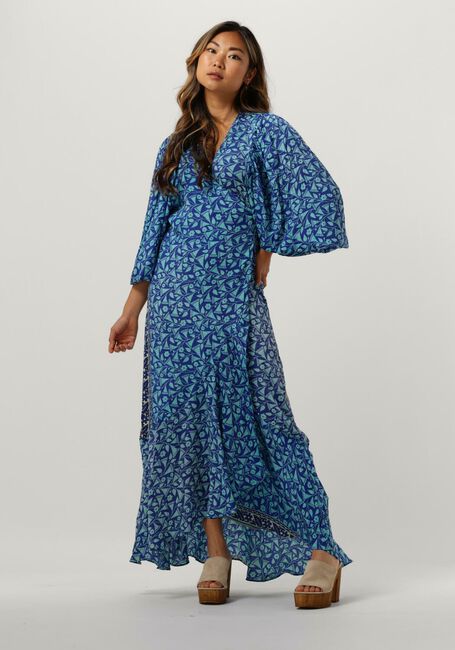 Blaue SISSEL EDELBO Maxikleid ZELDA WRAP DRESS - large
