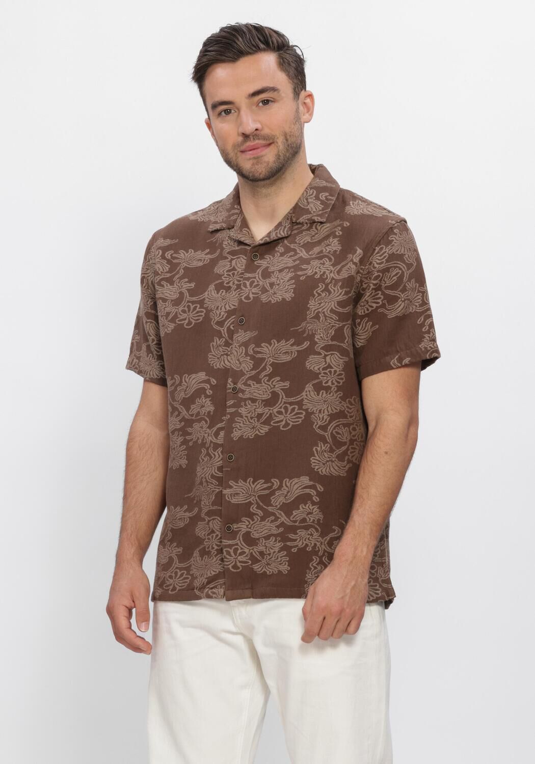 Braune ANERKJENDT Casual-Oberhemd AKLEANDER JACC SS SHIRT - large