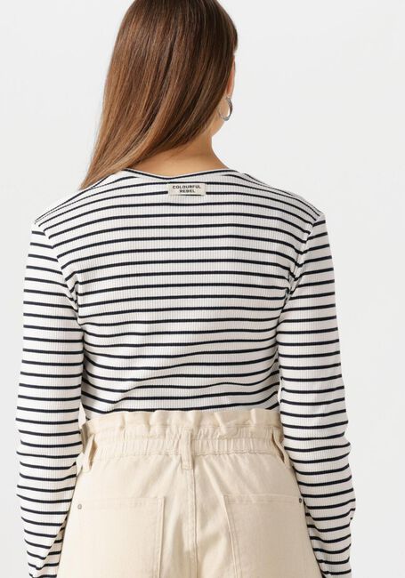 Weiße COLOURFUL REBEL T-shirt JESSIE STRIPE RIB LONG SLEEVE TOP - large