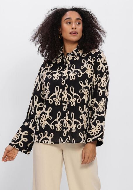 Schwarze OBJECT Blusen OBJROYA L/S LO SHIRT - large