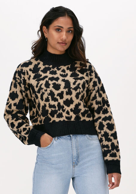 Beige NA-KD Pullover PATTERN OVERSIZED CROPPED KNITTED SWEATER - large