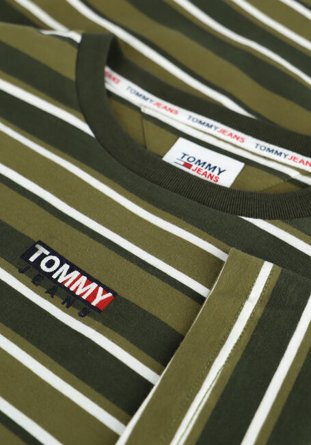 Olive TOMMY JEANS T-shirt TJM CENTRE GRAPHIC STRIPE TEE - large