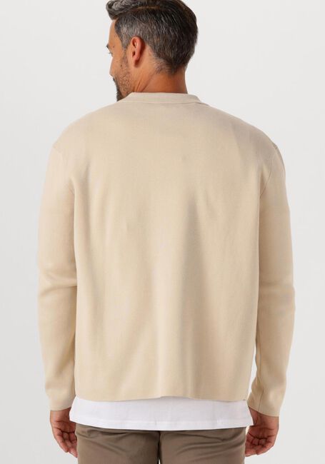 Beige SELECTED MEN Strickjacke SLHMIKE LIGHT LS KNIT RELAXED POLO CARDIGAN - large