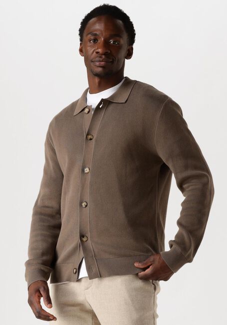 Braune SELECTED HOMME Strickjacke SLHMATTIS LS KNIT POLO CARDIGAN - large