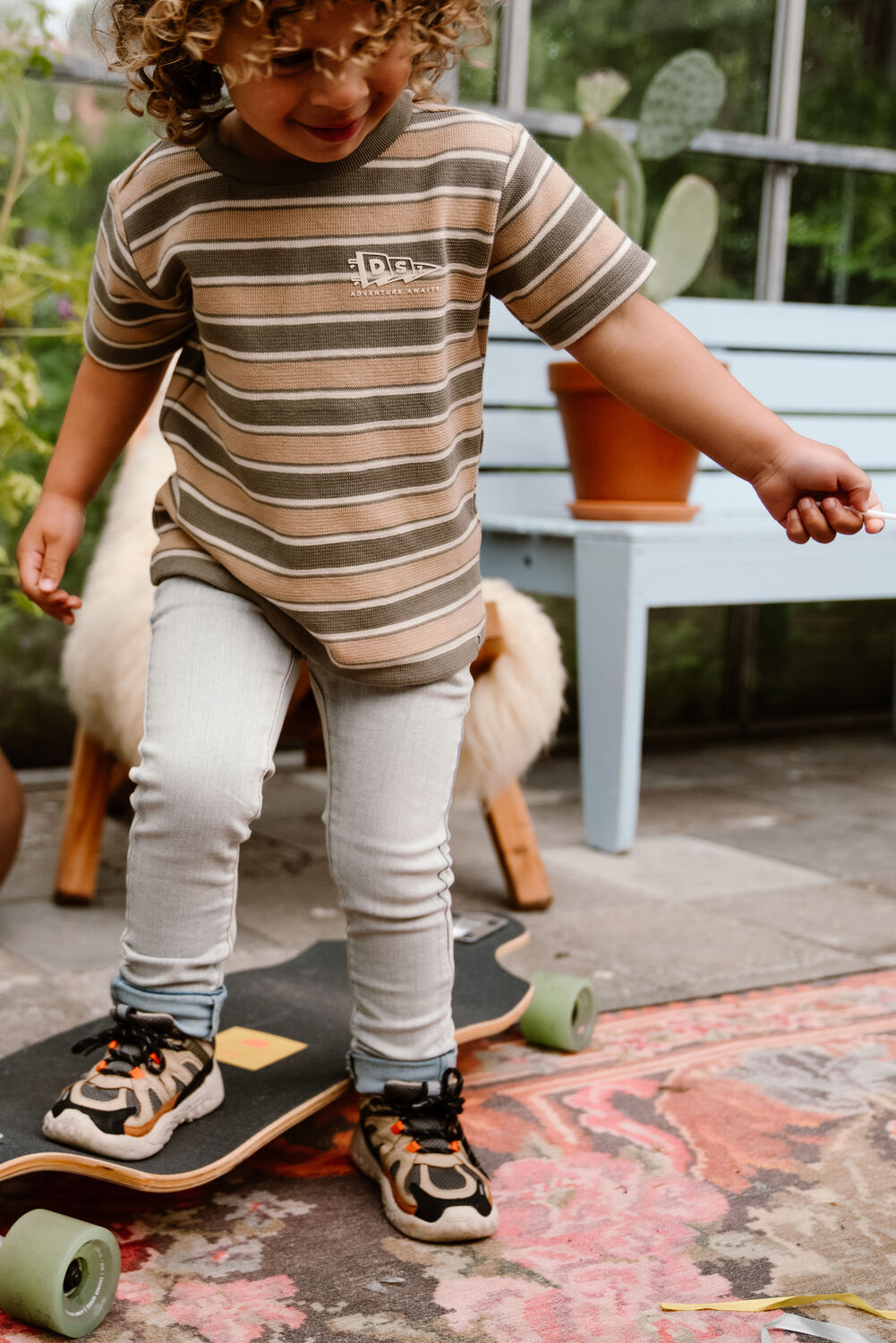 Camelfarbene DAILY7 Polo-Shirt T-SHIRT STRIPE - large