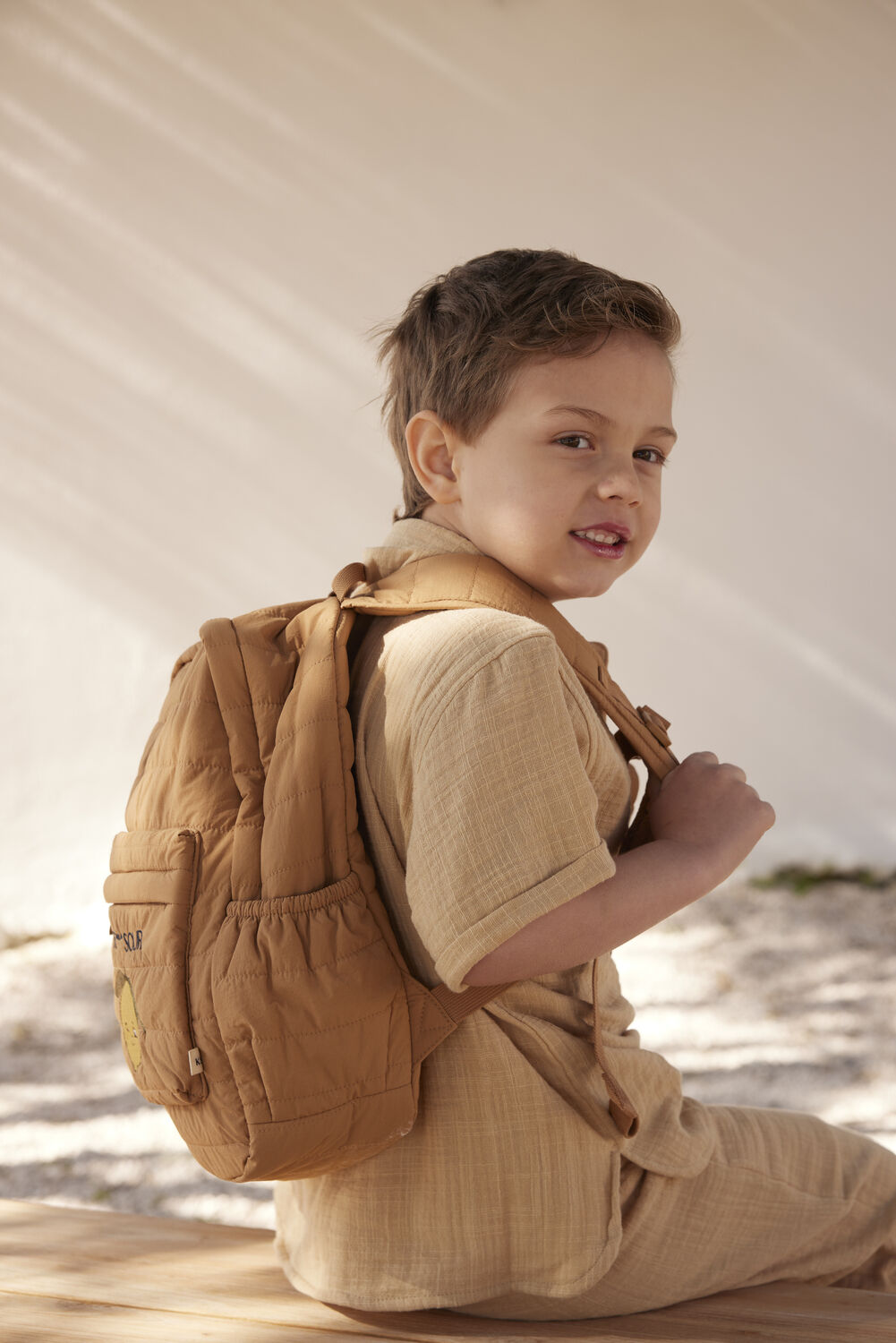 Braune KONGES SLOJD Rucksack JUNQ QUILTED BACKPACK - large