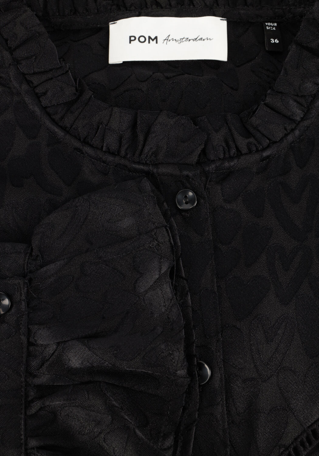 Schwarze POM AMSTERDAM Blusen BLOUSE - HEARTS BLACK - large