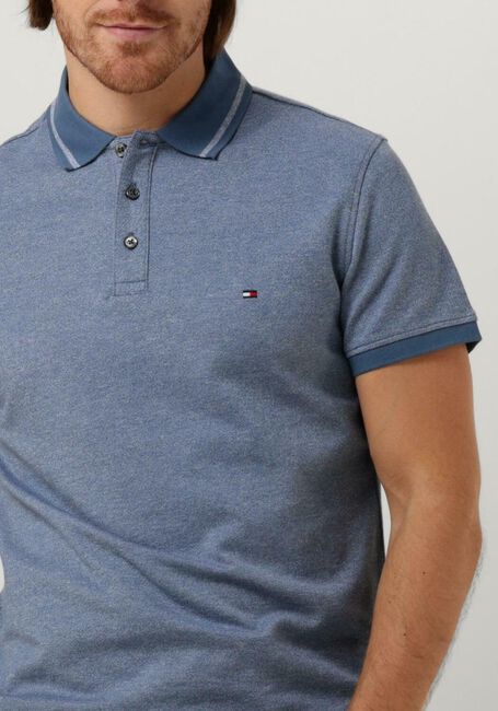 Blaue TOMMY HILFIGER Polo-Shirt PRETWIST MOULINE TIPPED POLO - large
