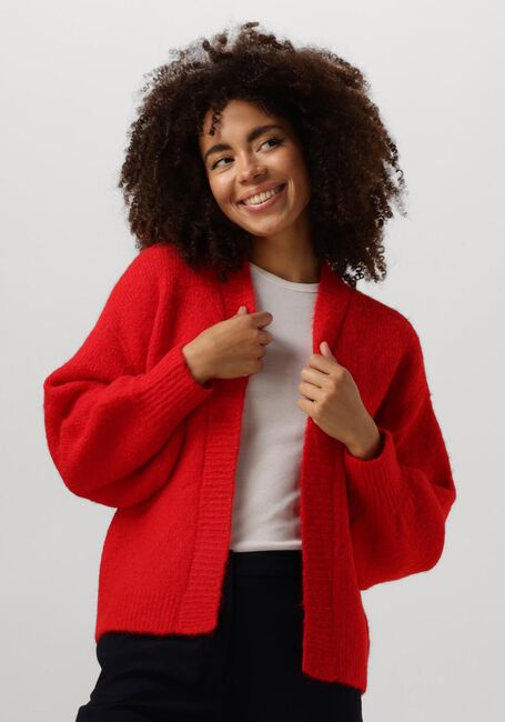 Rote SUMMUM Strickjacke PUFF SLEEVE CARDIGAN COZY MELANGE KNIT - large