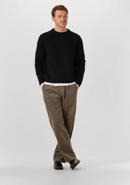 Schwarze SELECTED MEN Pullover SLHARNE LS KNIT RELAXED WOOL CREW NECK - large