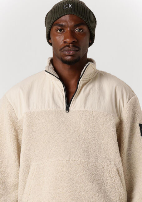 Beige CALVIN KLEIN Pullover BADGE SHERPA HALF ZIP HWK - large