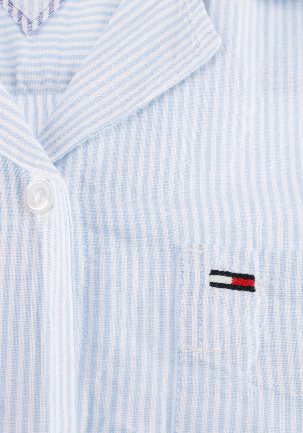 Hellblau TOMMY JEANS Blusen TJW TIE FRONT LINEN SHIRT - large