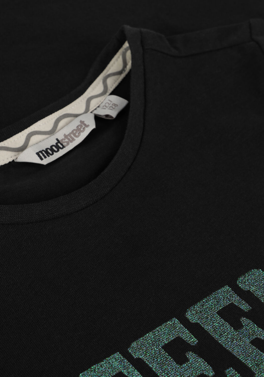 Schwarze MOODSTREET Tops & T-shirts CHEST GLITTERPRINT LONGSLEEVE - large