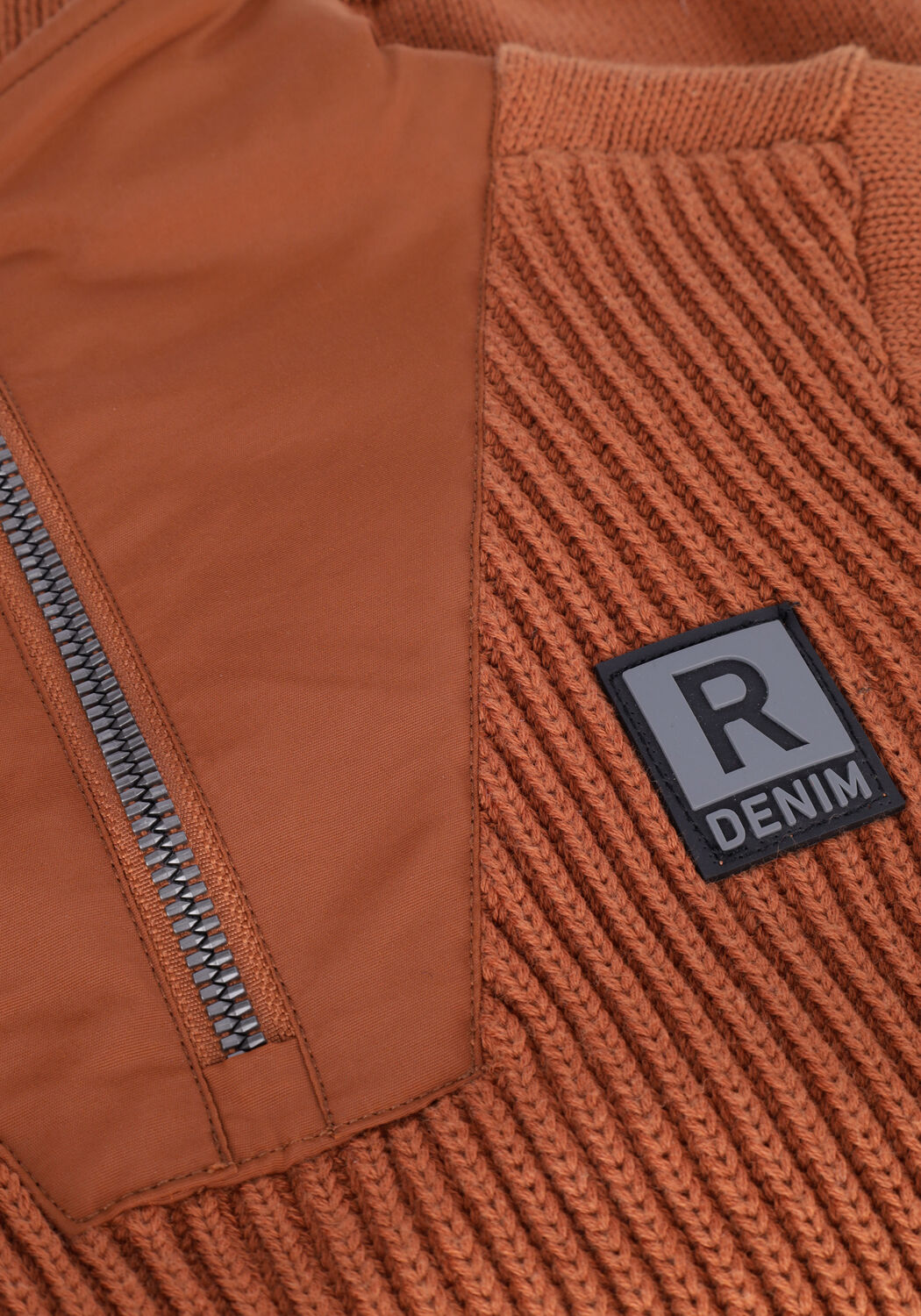 Camelfarbene RETOUR Pullover ALEX ZIP - large