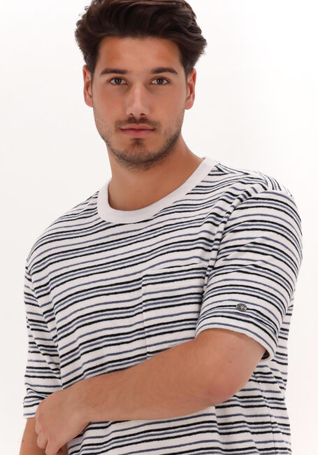 Blaue CAST IRON T-shirt SHORT SLEEVE R-NECK RELAXED FIT BOUCLÉ STRIPE - large