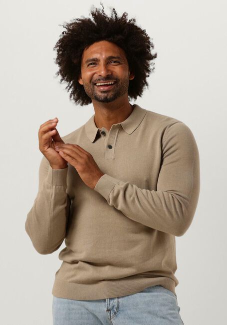 Sand SELECTED HOMME Pullover SLHREG-DAN KNIT LS POLO O - large