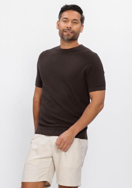 Braune PROFUOMO T-shirt T-SHIRT CREW NECK COTTON LINEN - large