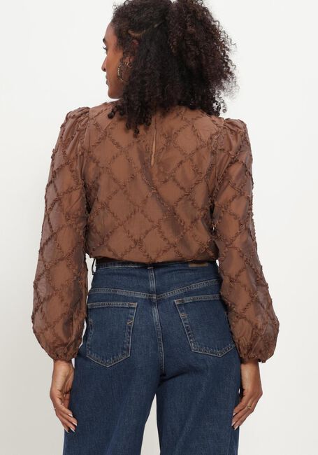 Braune OBJECT Blusen OBJLUISA L/S RE O-NECK - large