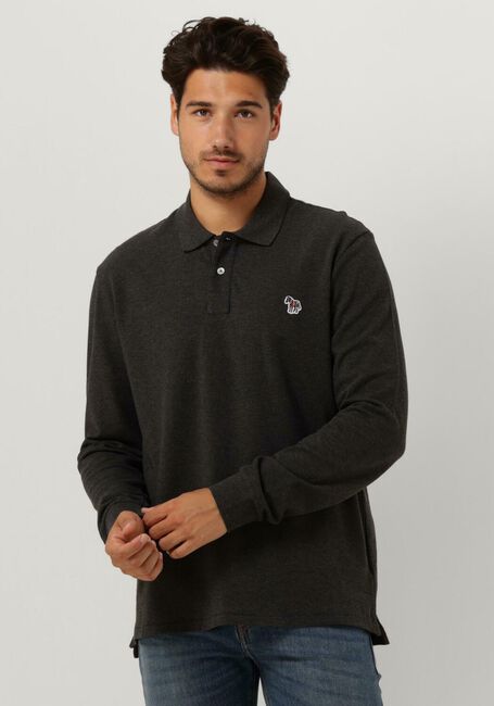 Graue PS PAUL SMITH Polo-Shirt MENS SLIM FIT LS POLO SHIRT ZEBRA - large