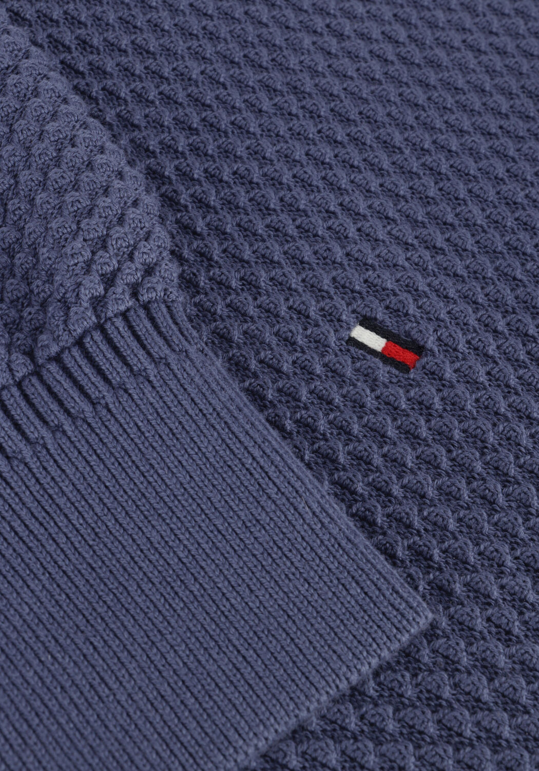 Blaue TOMMY HILFIGER Pullover OVAL STRUCTURE ZIP MOCK - large