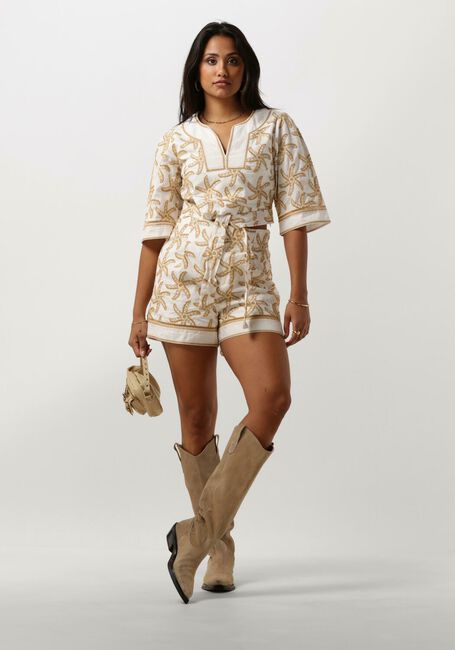 Beige SCOTCH & SODA Hosen STARFISH EMBROIDERED HIGH-RISE LINEN SHORT - large