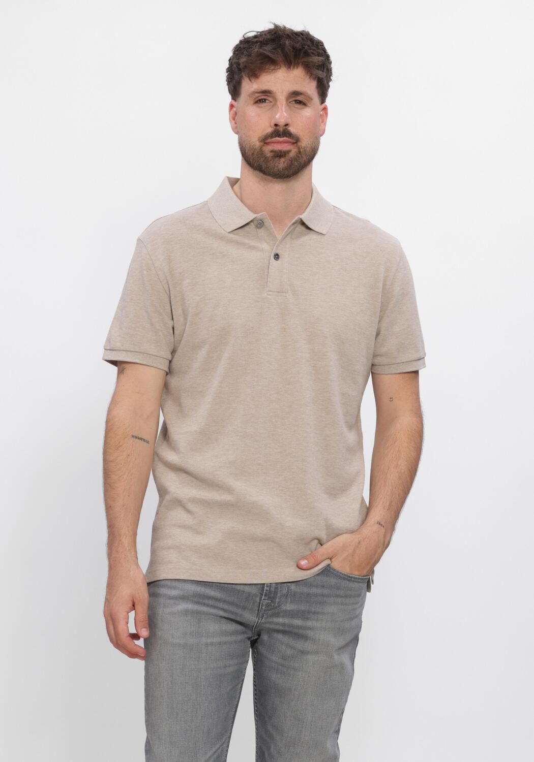 Beige PROFUOMO Polo-Shirt POLO SS BASIS PIQUE - large