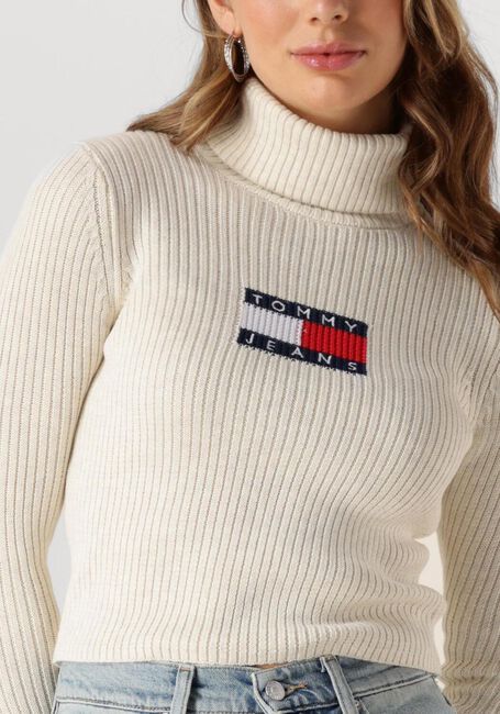 Beige TOMMY JEANS Rollkragenpullover TJW MELANGE TRTLNCK FLAG SWEATER - large