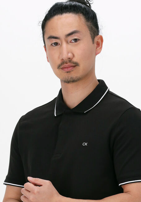 Schwarze CALVIN KLEIN Polo-Shirt STRETCH PIQUE TIPPING SLIM POLO - large