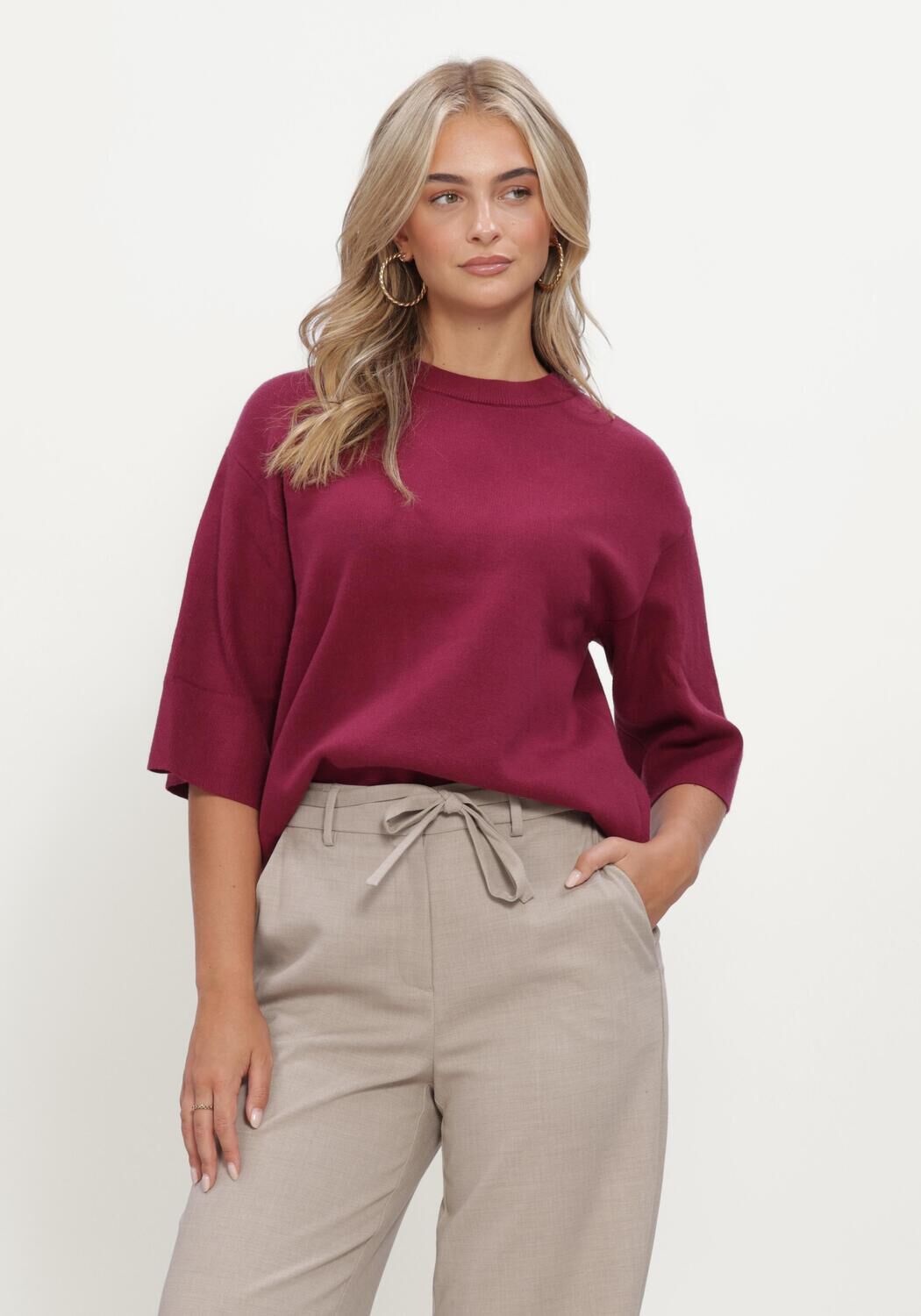 Bordeaux MSCH COPENHAGEN Pullover MSCHAGATHA EAST 3/4 PULLOVER - large