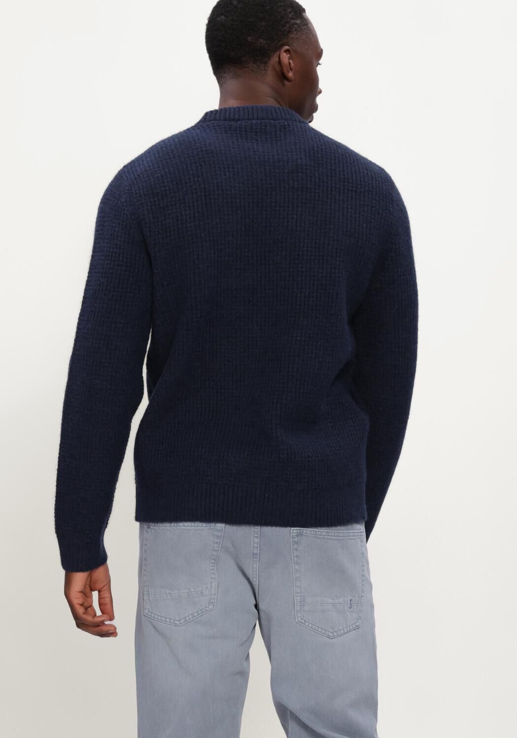 Dunkelblau SELECTED MEN Pullover SLMRAI LS KNIT WAFFLE CREW NECK - large
