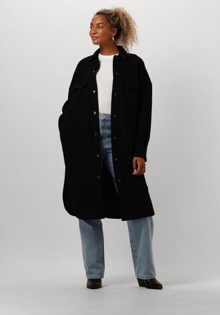 Schwarze ALIX THE LABEL Mäntel LADIES WOVEN LONG FELTED WOOL JACKET - large