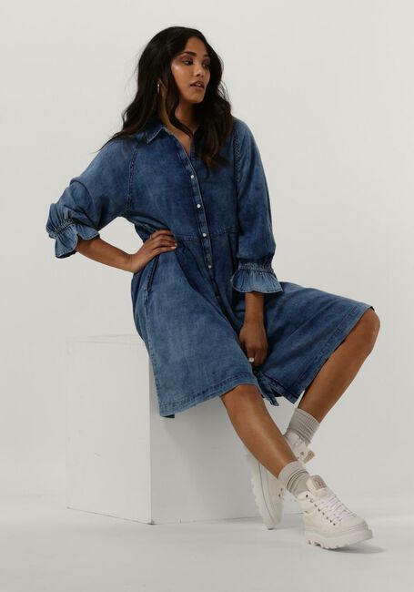 Blaue SUMMUM Midikleid DRESS COTTON INDIGO SATEEN 1 - large