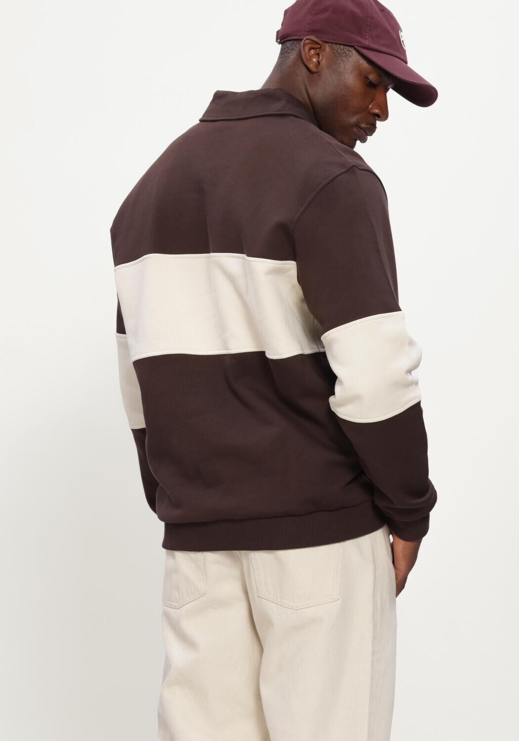 Braune LES DEUX Sweatshirt ZIPPER RUGBY SWEATSHIRT - large