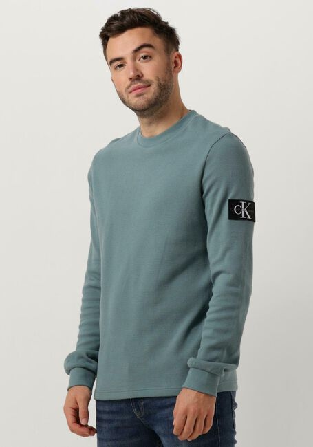 Blaue CALVIN KLEIN Pullover BADGE WAFFLE LS TEE - large