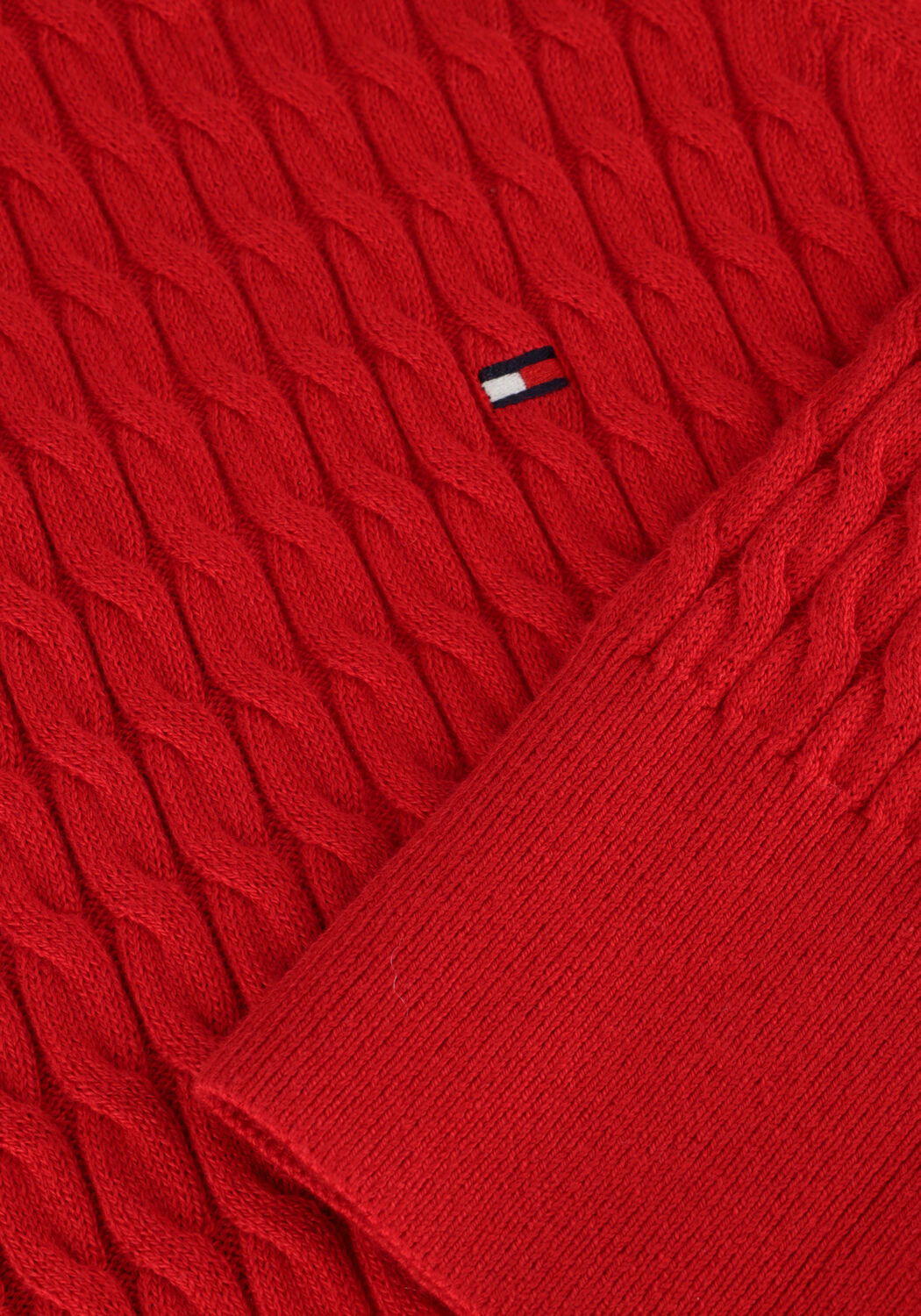 Rote TOMMY HILFIGER Pullover CO CABLE C-NK SWEATER - large