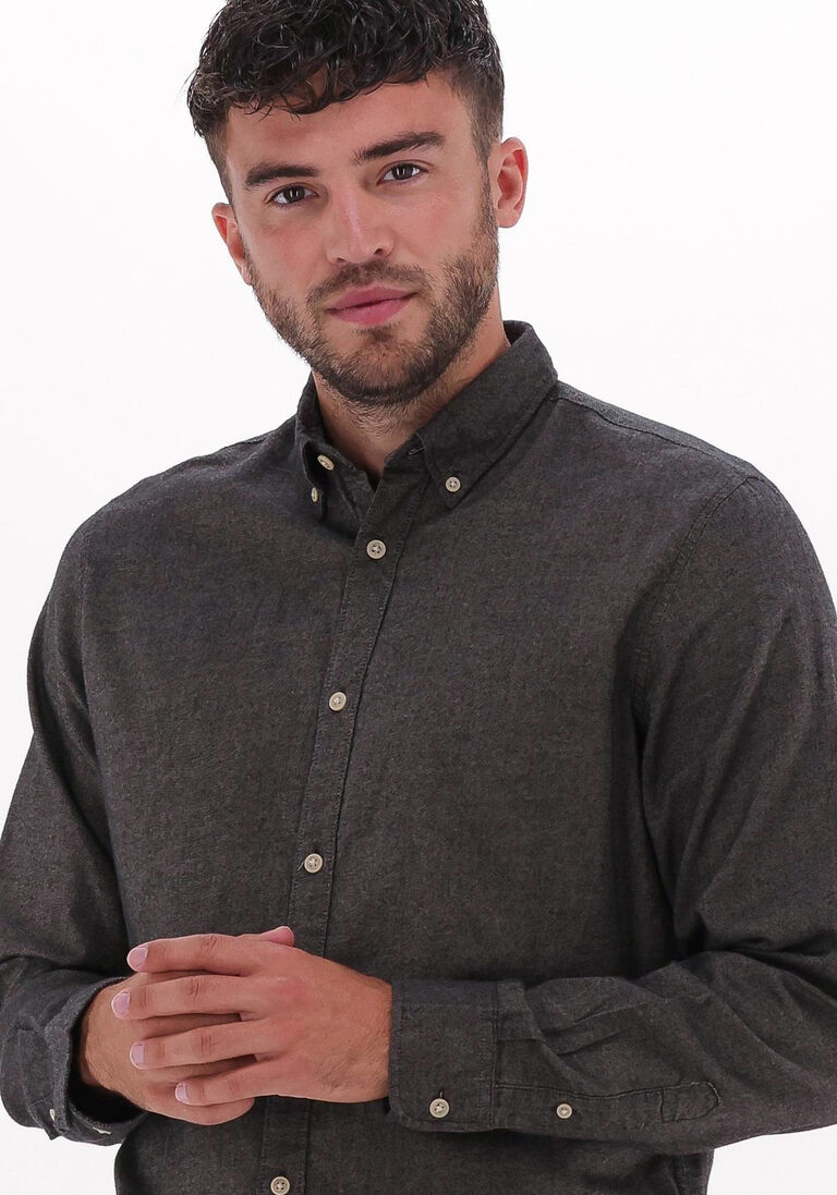 braune selected homme casual-oberhemd slimflannel shirt ls w naw BJ9244