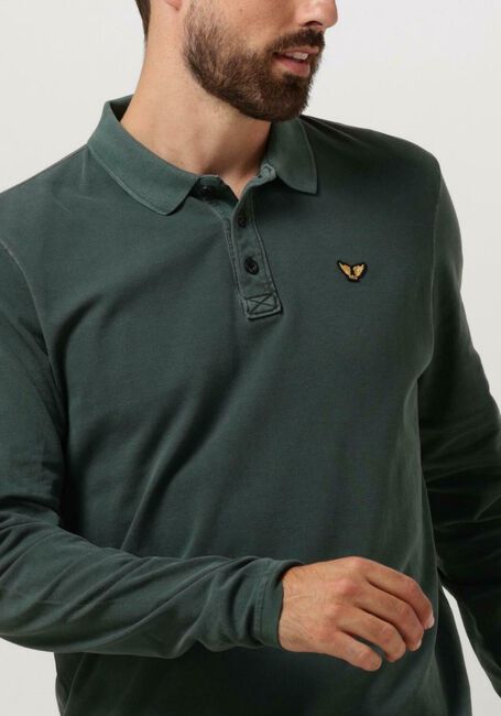 Grüne PME LEGEND Polo-Shirt LONG SLEEVE POLO PIQUE GARMENT DYE - large
