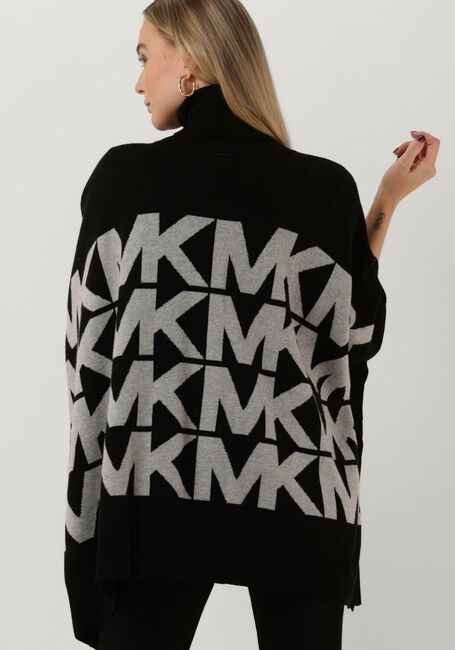 Schwarze MICHAEL KORS Rollkragenpullover OVERSIZE MK LOGO PONCHO - large