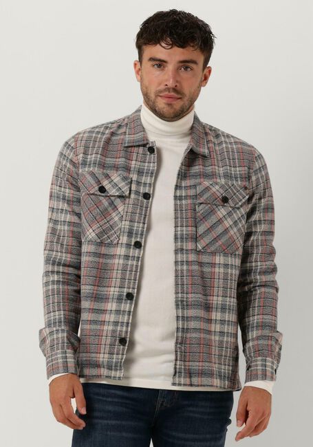 Blaue CAST IRON Overshirt LONG SLEEVE SHIRT MOULINE CHECK SHIRTJACKET - large