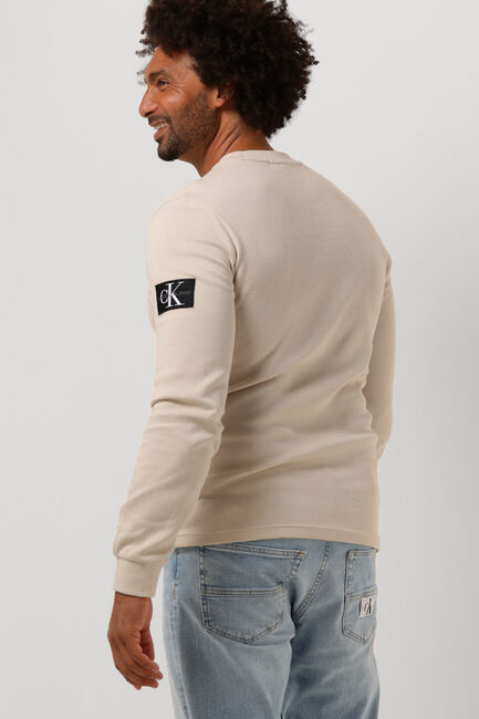 Beige CALVIN KLEIN Sweatshirt MONOLOGO BADGE WAFFLE LS TEE - large