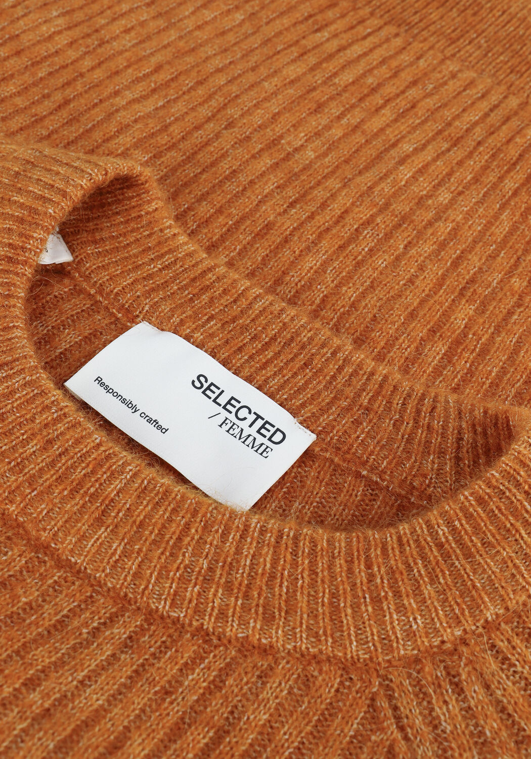 Braune SELECTED WOMEN Pullover SLFSTAR LS KNIT RIB STRIP X-MA - large