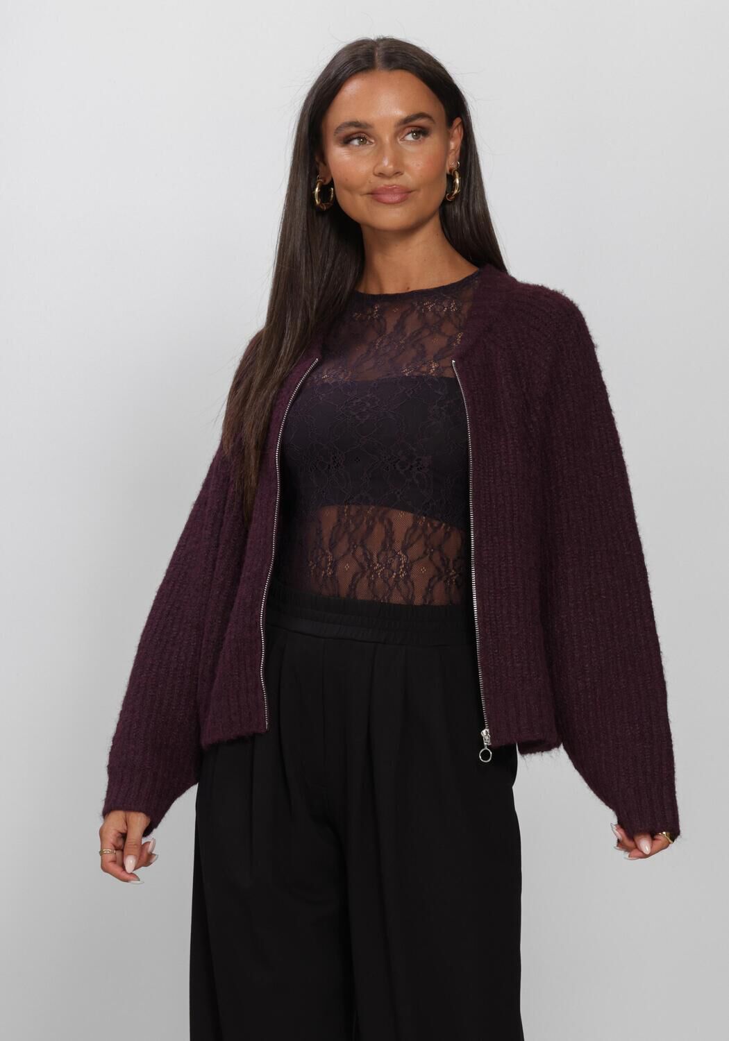 Bordeaux EDITED Strickjacke RANI BOMBER CARDIGAN - large