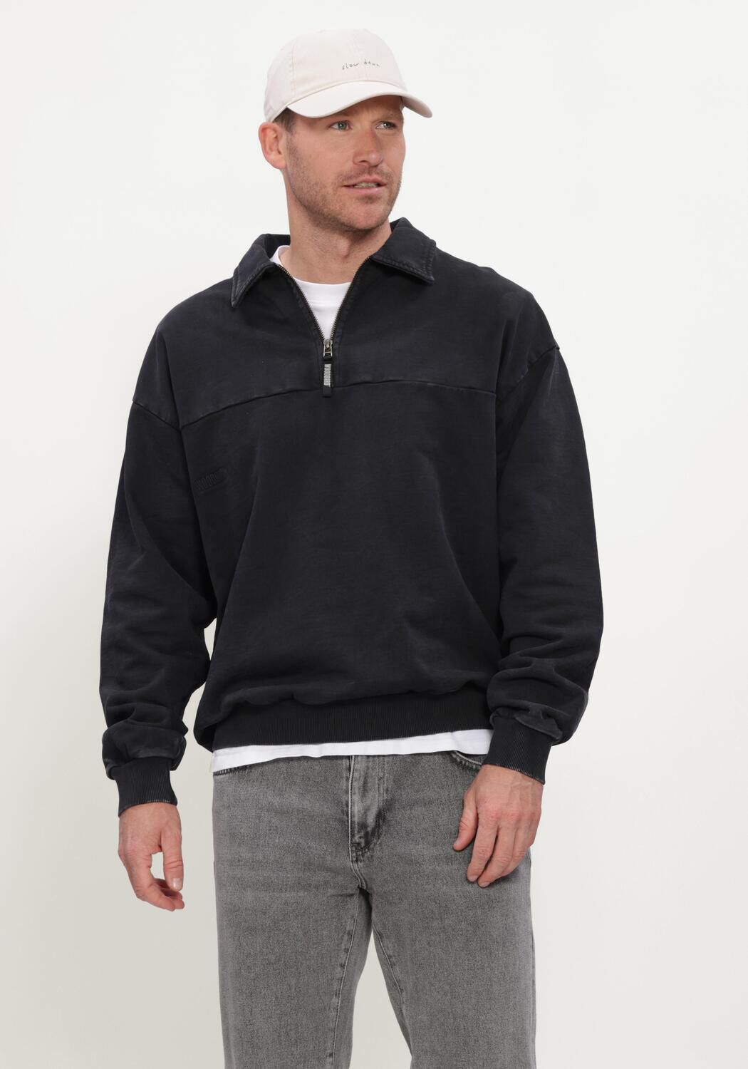 Schwarze WOODBIRD Polo-Shirt WBLOKE WASHED ZIP POLO - large