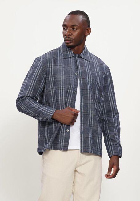 Blaue SELECTED MEN Casual-Oberhemd SLMRLXSVEND WT CHECK WOOL BLEND LIGHT OS - large