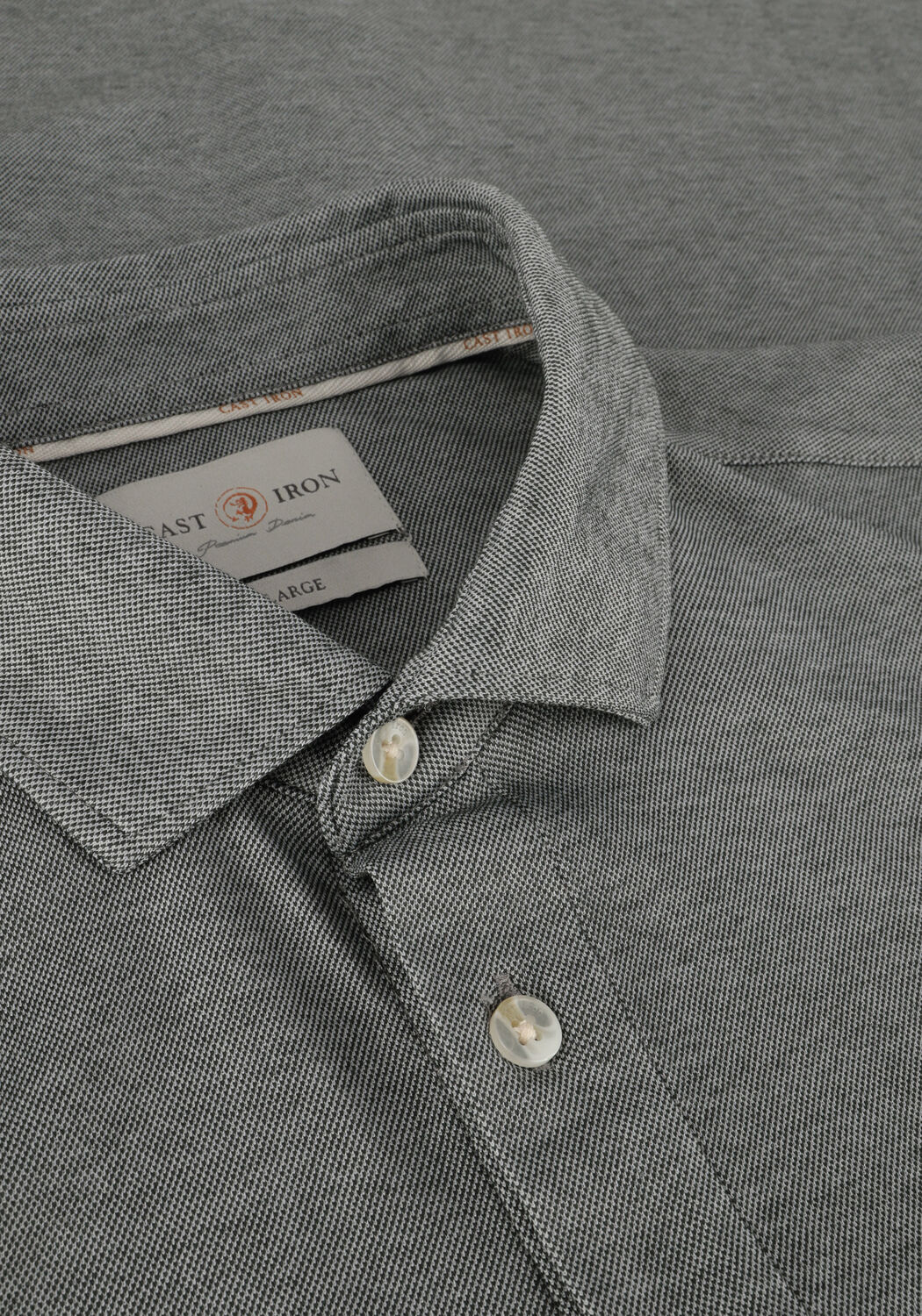 Graue CAST IRON Casual-Oberhemd LONG SLEEVE SHIRT CF TEC 2 TONE PIQUE - large