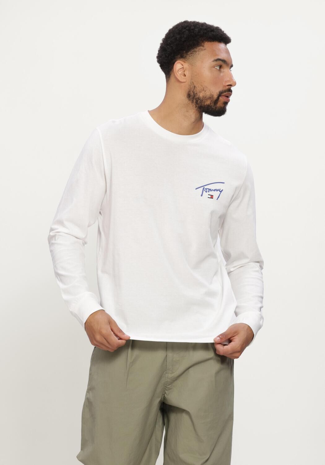 Wei&szlig;e TOMMY JEANS T-shirt TJM SLIM SIGNATURE CHEST TEE LS - large