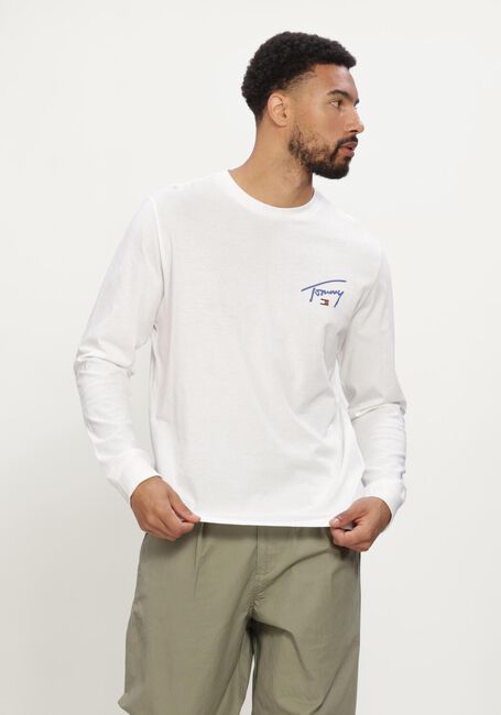 Wei&szlig;e TOMMY JEANS T-shirt TJM SLIM SIGNATURE CHEST TEE LS - large
