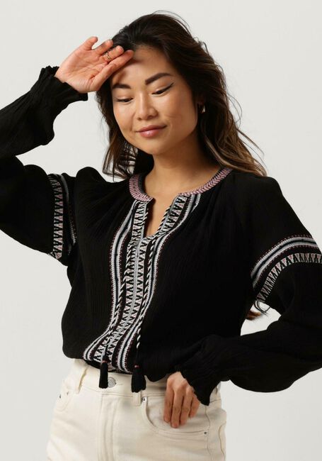 Schwarze SCOTCH & SODA Blusen BALLOON SLEEVE EMBROIDERY TOP - large