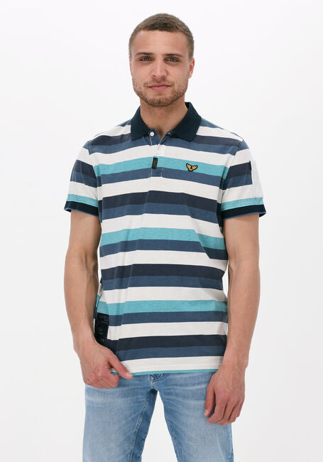 Blaue PME LEGEND Polo-Shirt SHORRT SLEEVE POLO WASHED JERSEY STRIPE - large