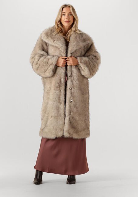 Beige NEO NOIR Fake-Fur-Jack STEPHANIE FAUX FUR LONG JACKET - large